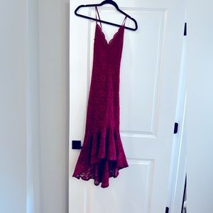Mermaid style wine lace dress